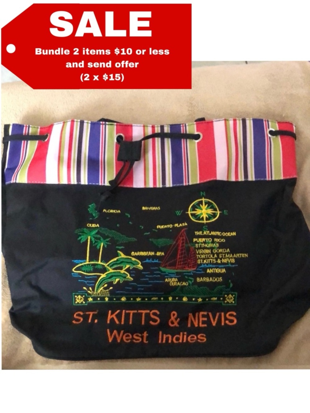 St Kitts & Nevis black bag- New w/no tag